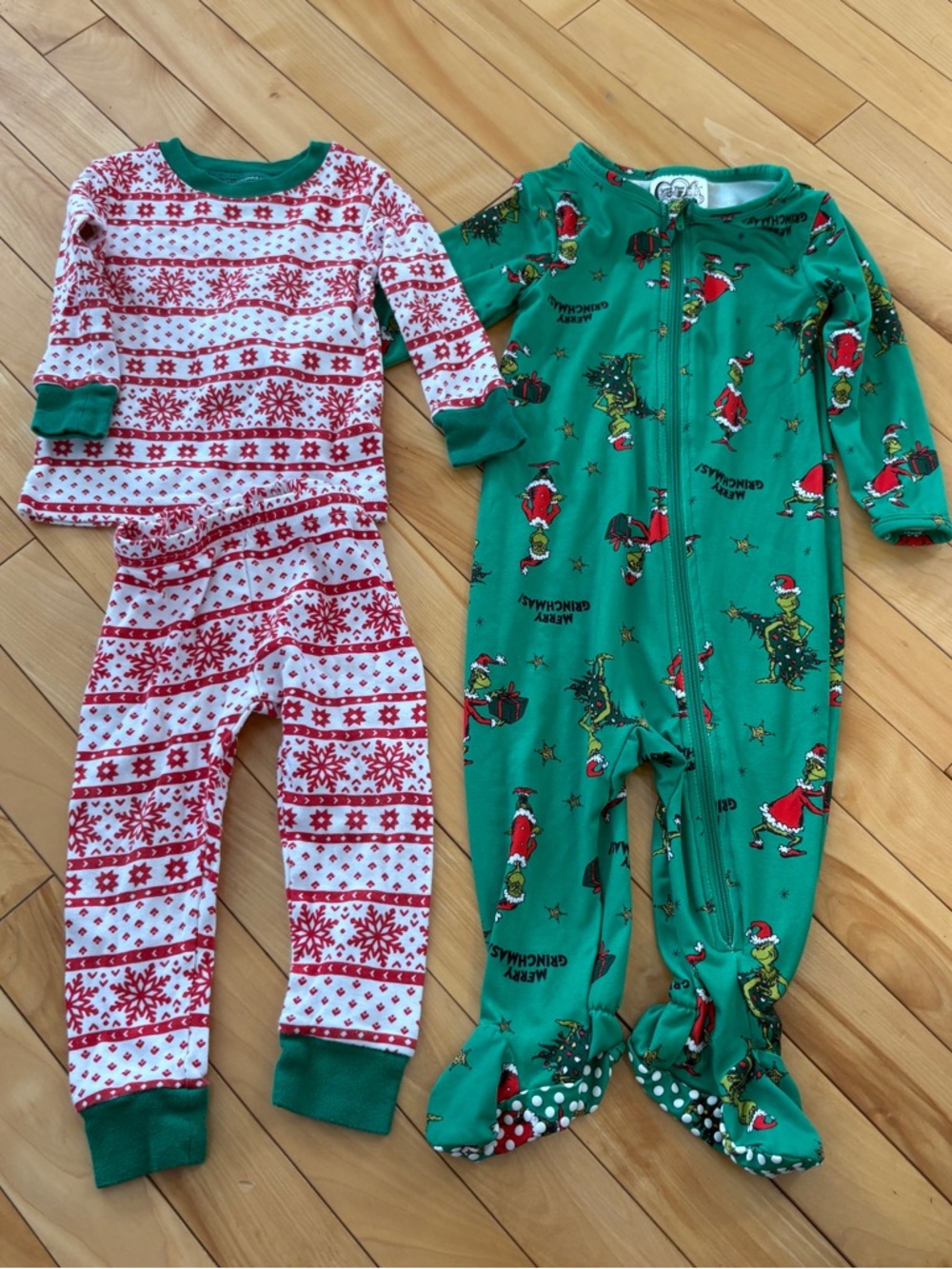 6-12 months baby Christmas bundle x 2 pajamas PJs